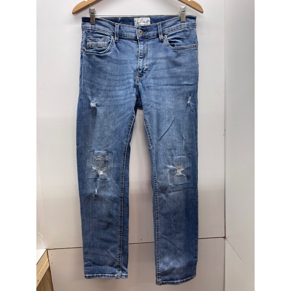 Sun + Stone Mens Distressed Slim Fit Blue Jeans 30W 30L Medium Wash Denim